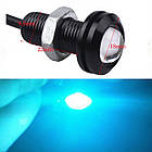 Блакитні (Ice blue) врізні світлодіоди (Орлине око 18 мм), корпус чорний — LED DRL ДХО-підсвітка салону