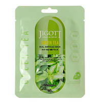 Тканевая ампульная маска с зеленым чаем Green tea real ampoule mask - JIGOTT