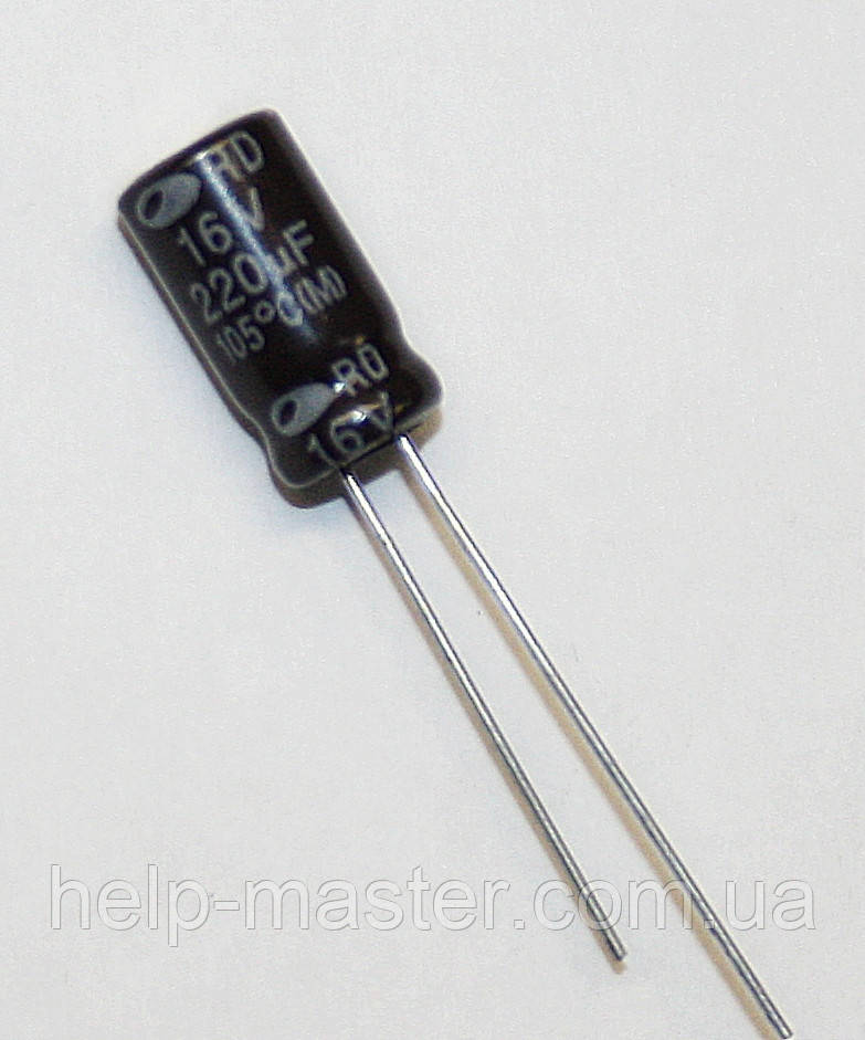 Конденсатор електролітичний 220мкф-16v (105°C)