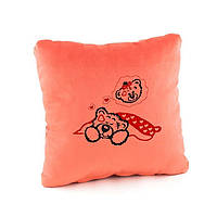 Подушка для любимых с вышивкой «Думаю о тебе»,подарок девушке на день влюбленных флок Персиковый