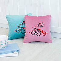 Подушка для любимых с вышивкой «Думаю о тебе»,подарок девушке на день влюбленных флок Розовый