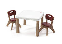 Набор стол и 2 стула Step 2 KITCHEN TABLE & CHAIRS коричневый 48х64х64/50х35х35 см