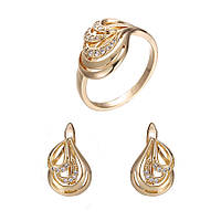 Набір сережки + кільце 18 розмір. ХР Gold filled 18k