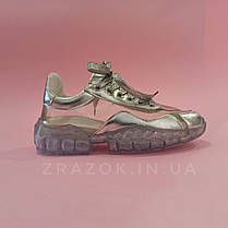 РОЗМІР 38 Кросівки Jimmy Choo diamond срібні з прозорою підошвою прозорі кросівки джимами Чу, фото 3