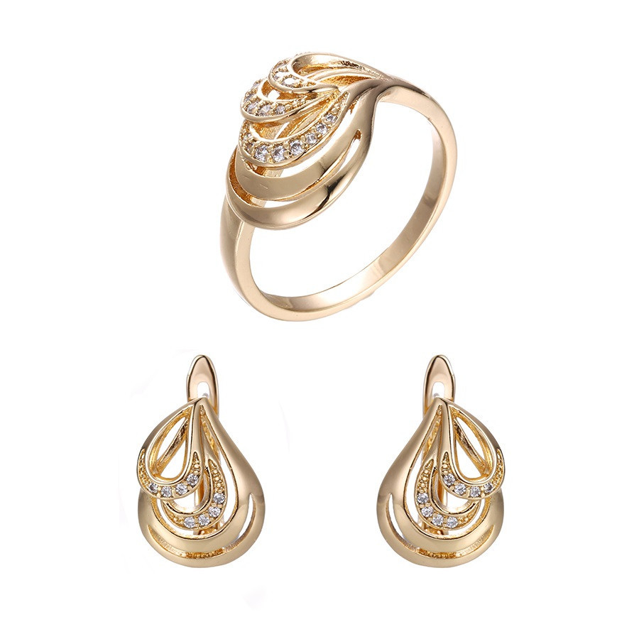 Набір сережки + кільце 20-й розмір. ХР Gold filled 18k