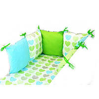 Комплект у дитяче ліжечко Хатка сердечка зелений
