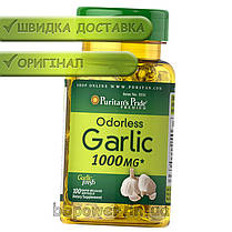 Екстракт часнику Puritan's Pride Garlic 1000 mg 100 гел капс, фото 3