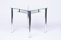 Обідній стіл Квадратний прозорий з полицею. Скляний кухонний стіл. Столи для дому