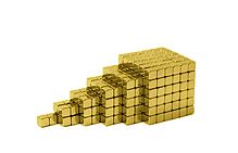 Неокуб Тетракуб із кубиків у боксі 216 шт 5 мм золото магнітний конструктор кульки, фото 2