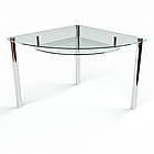 Скляний обідній стіл Сектор прозорий з полицею. Кухонний столик зі скла. Столи для дому