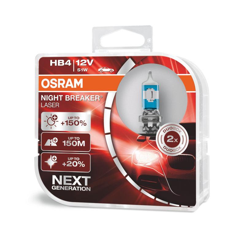Комплект галогенних ламп HB4 OSRAM Night Breaker LASER NEXT GENERATION +150% 51W ОРИГІНАЛ