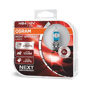 Комплект галогенних ламп HB4 OSRAM Night Breaker LASER NEXT GENERATION +150% 51W ОРИГІНАЛ, фото 2