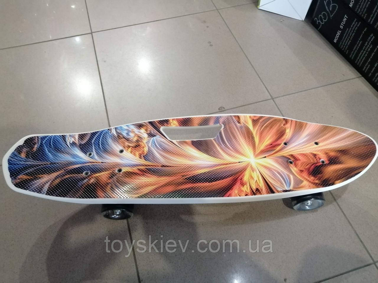 Скейт великий 65 см Пенні борд (Penny board) пініборд із малюнком, ручкою світні колеса