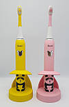Дитяча зубна щітка Happy Panda (рожева), звукова акумуляторна, TM iSonic., фото 2