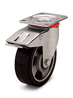 Колеса поворотные с тормозом с площадкой, диаметр 80 мм, нагрузка 120 кг, Фрегат 20 30 080 ШТ (Резина