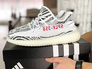 Модні кросівки Adidas x Yeezy Boost,білі з чорним, фото 2