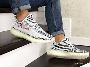 Модні кросівки Adidas x Yeezy Boost,білі з чорним, фото 2