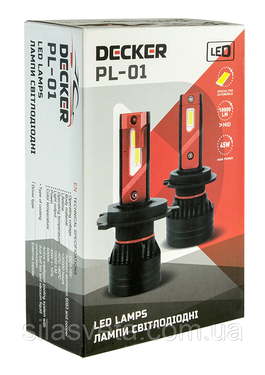 Світлодіодні лампи "DECKER"(H4) LED PL-01(5000K)(45W)(12V)