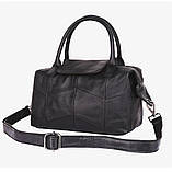 Сумка шкіряна жіноча стильна. Сумочка з натуральної шкіри (чорна), фото 3