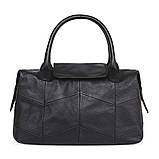 Сумка шкіряна жіноча стильна. Сумочка з натуральної шкіри (чорна), фото 2