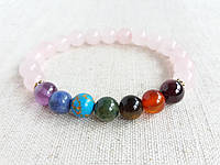 Браслет 7 чакр Рожевий кварц Мадагаскар d 8мм