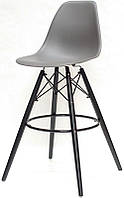 Стул барный Nik - BK 75 см, серый 21 на черных ногах Eames Barstool