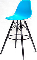 Стул барный Nik - BK 75 см, голубой 51 на черных ногах Eames Barstool