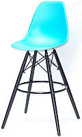 Стул барный Nik - BK 75 см, голубой 52 на черных ногах Eames Barstool