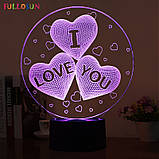 14 лютого подарунок коханому 3D Світильник I Love You Оригінальний подарунок коханому на день Святого Валентина, фото 5