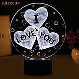 14 лютого подарунок коханому 3D Світильник I Love You Оригінальний подарунок коханому на день Святого Валентина, фото 7