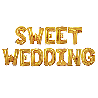 Фольгований напис 17' Китай Sweet Wedding золото в пакованні, 42 см