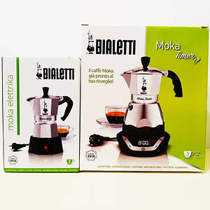 Кавоварка гейзерна Bialetti Moka Timer (Easy Timer) на 3 чашки (130 мл) електрична програмована автомат