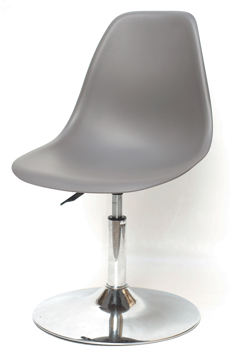 Стілець поворотний на круглому хромованому млинці Nik CH-BASE сірий 21, дизайн Charles and Ray Eames, фото 1