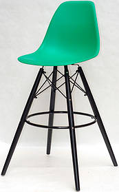 Стілець барний Nik — BK 75 см, зелений 47 на чорних ногах Eames Barstool