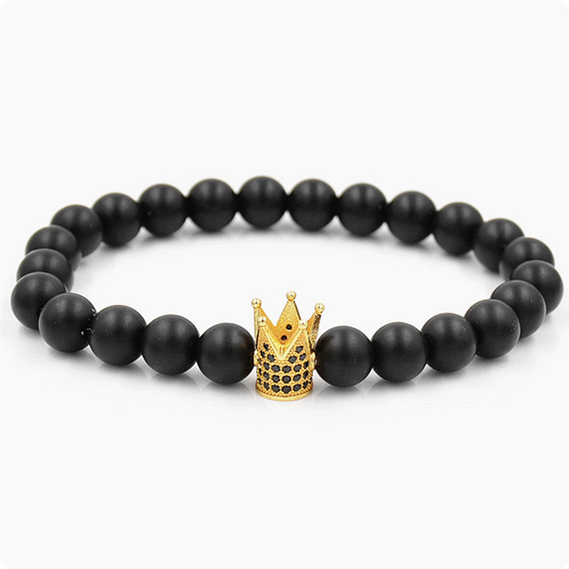 Браслет з агату з золотою короною в стразах, фото 1