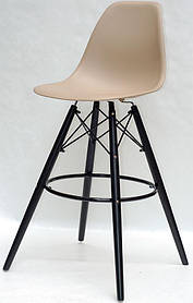 Стілець барний Nik — BK 75 см, бежевий 06 на чорних ногах Eames Barstool