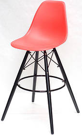 Стілець барний Nik — BK 75 см, червоний 05 на чорних ногах Eames Barstool