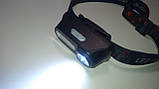 Налобний ліхтар акумуляторний з датчиком руху KX-1804A XPE+COB, (1х18650, 3 режиму), фото 3