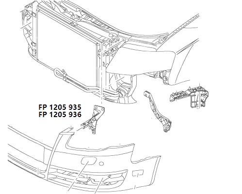Крепеж бампера AUDI A4 05-08 (B7) переднего левый (бампер-панель) (FPS). 8E0805363 - фото 1 - id-p169655148