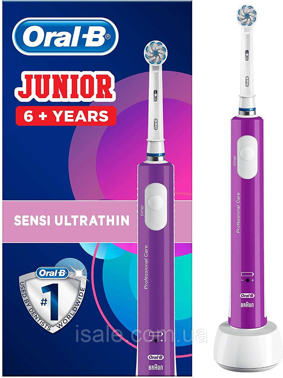 Дитяча електрична зубна щітка Braun Oral-B Junior 6+ Sensi Ultrathin, фото 1