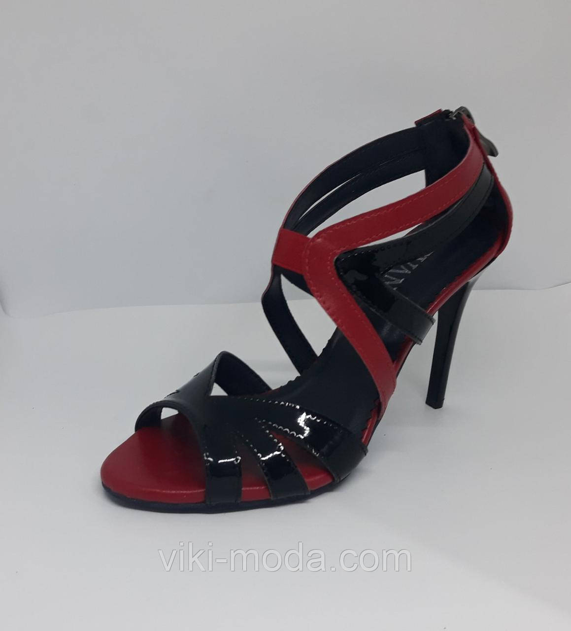 Туфлі жіночі для кізомби "Настя" верх чорний лак і червона шкіра