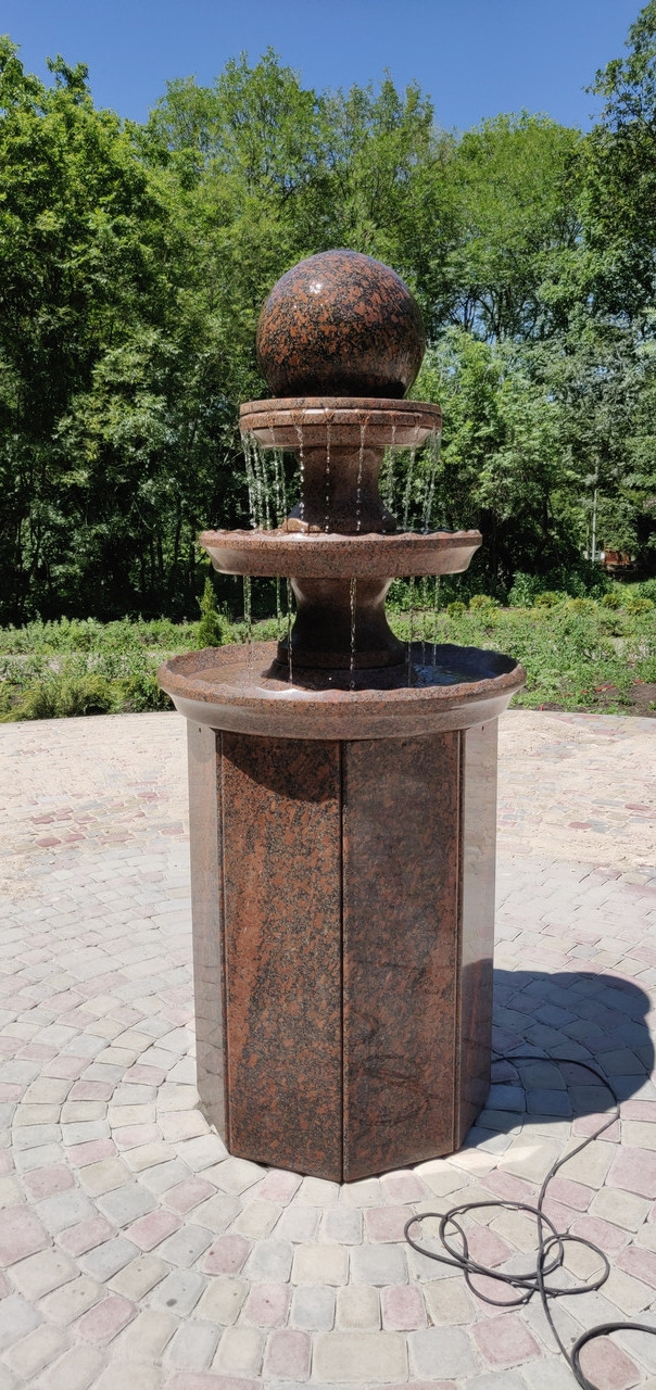 Каскадний гранітний фонтан "Статична куля" 500 мм