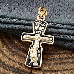 Хрестик Xuping для ланцюжка до 3 мм 71113 розмір 28x14 мм вага 1.9 г чорна емаль позолота 18К