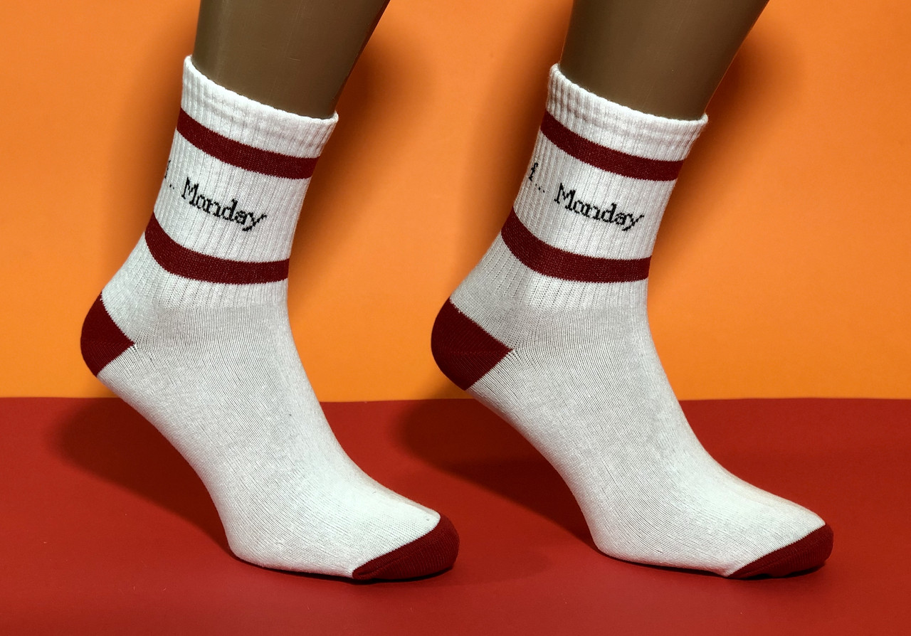Шкарпетки Neseli Athletic До біса понеділок білі , One size (37-43)