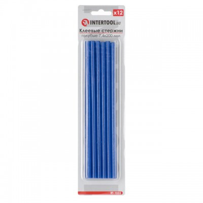 Комплект блакитних клейових стрижнів 7.4 мм*200мм, 12шт. INTERTOOL RT-1055