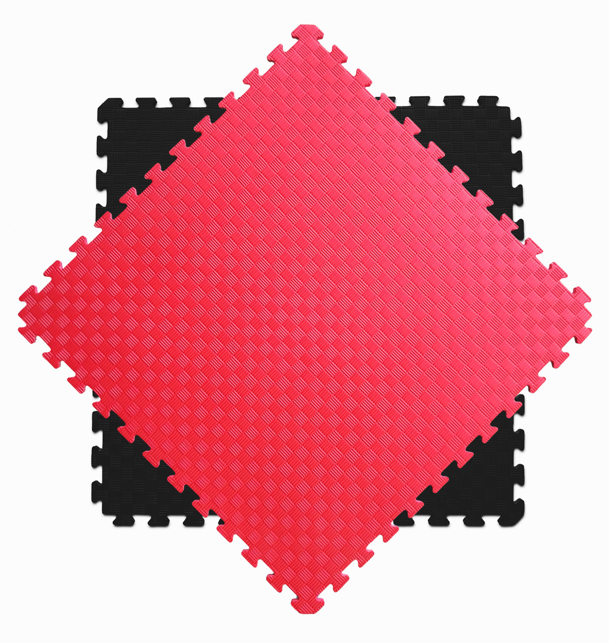 Мат татамі 100*100*3 см Eva-Line Extra Quality чорний/червоний Плетінка 100 кг/м3 (будо-мат, даянг)