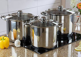 Набір великих каструль нержавіючої сталі Edenberg 7.3 л / 9.0 л / 11.2 л (EB-525)