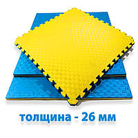 Спортивный мат (ТАТАМИ) EVA 1000х1000х26 мм желто-синий