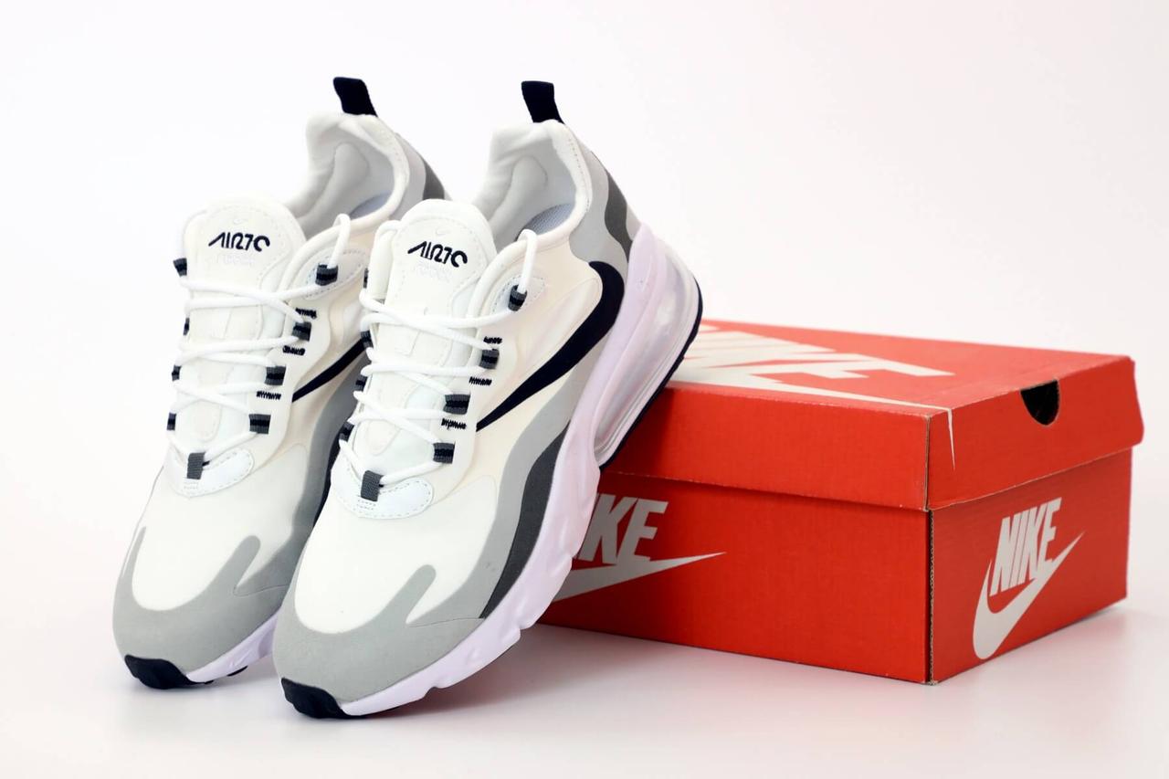 Чоловічі кросівки Nike Air Max 270 React Grey White (Найк Аір Макс Реактив білі з сірим)