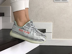 Модні жіночі кросівки Adidas x Yeezy Boost,сірі з м'ятним, фото 2
